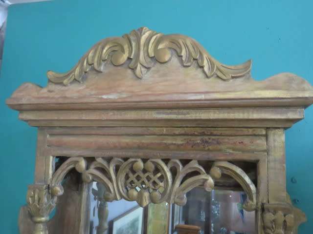 Wooden hanging shelf with mirrors