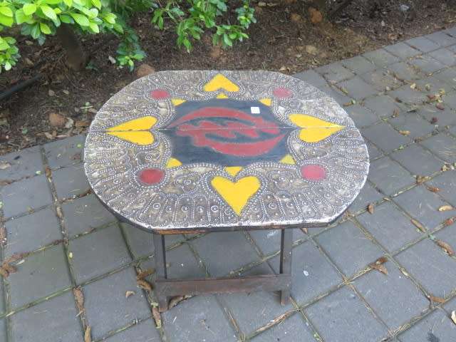 Decorative folding table.