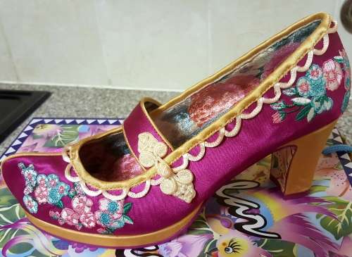 Cerise Pink Satin Shoes by Irregular Choice