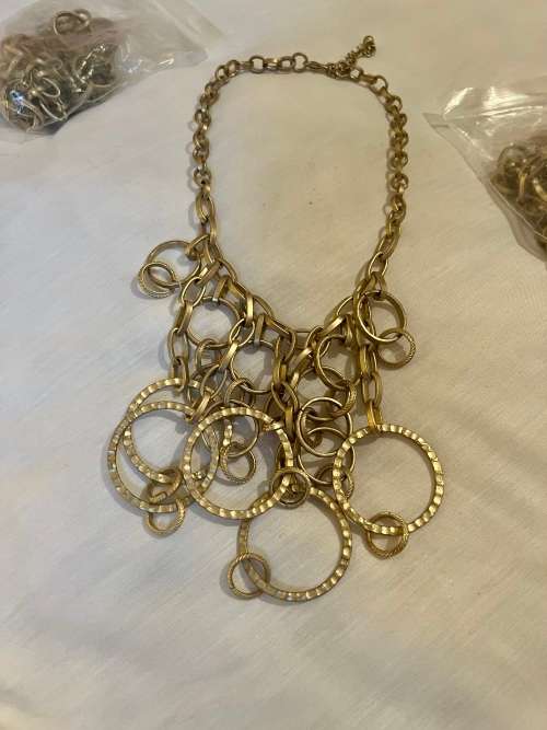 Necklace Matt Gold Metal Rings . Bull Stock