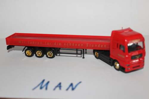 MAN  Truck and open  trailer  Huster shipping Company1:87
