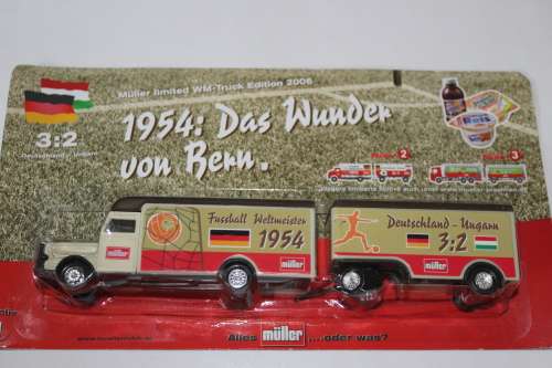 Vintage German Buessing truck H0 1:87  Mueller Milk The Miracle of Bern 1954 Germany  Soccer World C