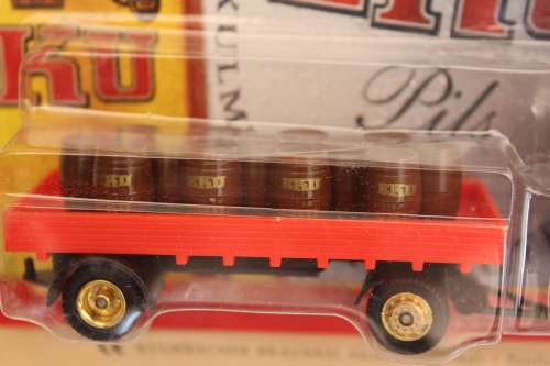 Vintage German Hanomag Truck H0 1:87 with 2 trailers EKU Beer Kulmbach one trailer w. beer barrels