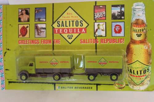Vintage German Magirus-Deutz Truck H0 1:87 with trailer Salitos Tequila