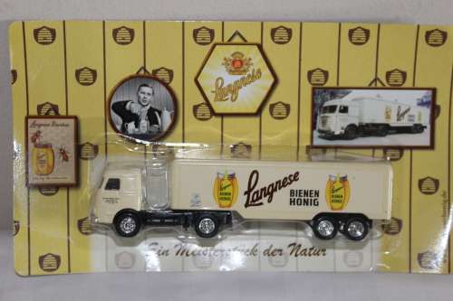 Vintage German Buessing Truck H0 1:87 with trailer Langnese Bee Honey