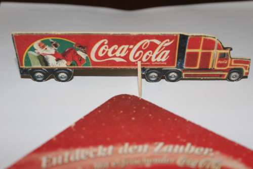 Coca-Cola 4 Vintage German coasters 13cmx13cm with cut out truck, for Coke collectors,never used