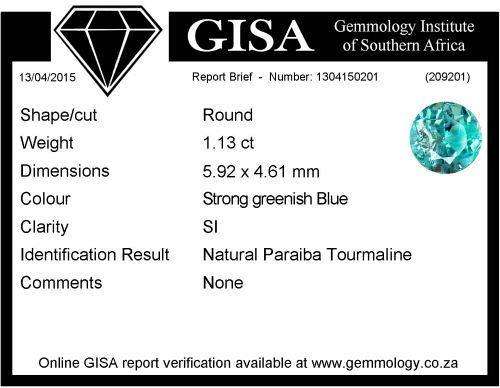 1.13CT CERTIFIED PARAIBA TOURMALINE [MOZAMBIQUE]