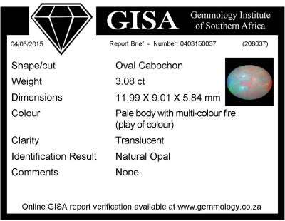 3.08 ct Natural Opal
