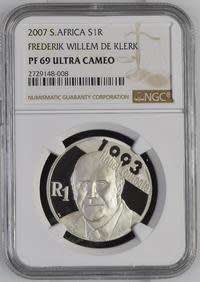 Protea 2007 Proof Silver R1 FW De Klerk - NGC Graded PF69 Ultra Cameo.
