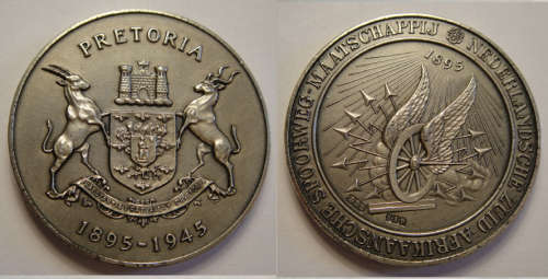 Sterling Silver Medal: Pretoria 1895-1945 (50th Anniversary of the ZAR Delagoa Bay Railway)