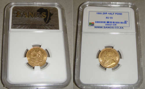 1895 GOLD HALF POND : SANGS graded AU55  ****R1 START****