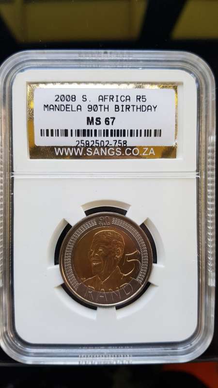 4 x MS 67 2008 S.AFRICA MANDELA 90TH BIRTHDAY R5