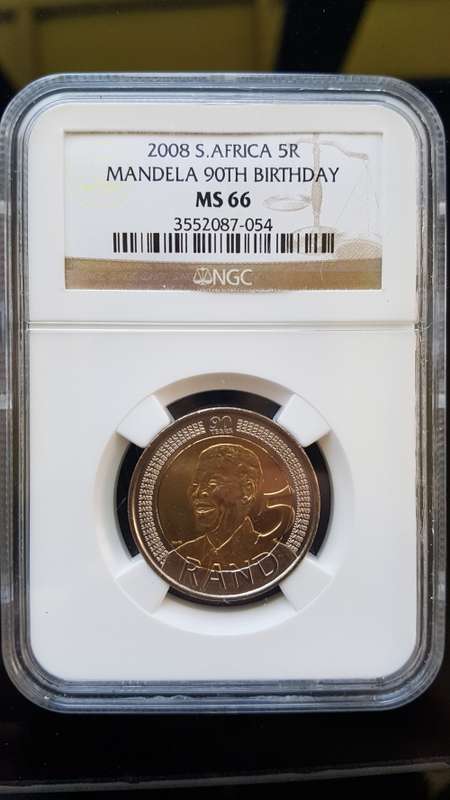 3 x MS 66 2008 S.AFRICA MANDELA 90TH BIRTHDAY R5