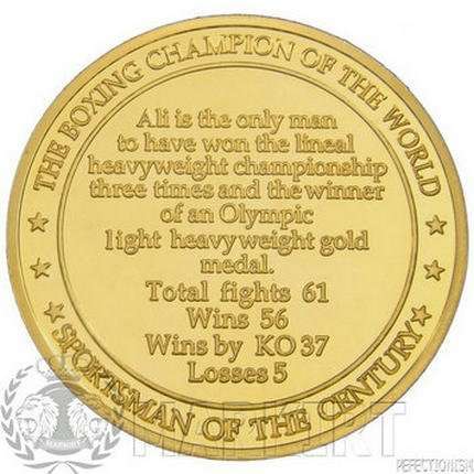 MUHAMMAD ALI 24CT GOLD PLATED COIN
