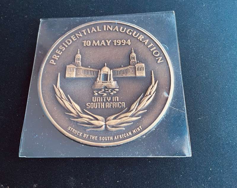 Nelson Mandela FNB Toned Bronze Medallion including Authentication Certificate