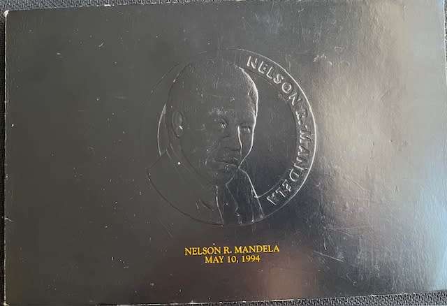 Nelson Mandela FNB Toned Bronze Medallion including Authentication Certificate