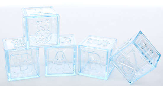 Clear Blue Baby Block Fillable Favours