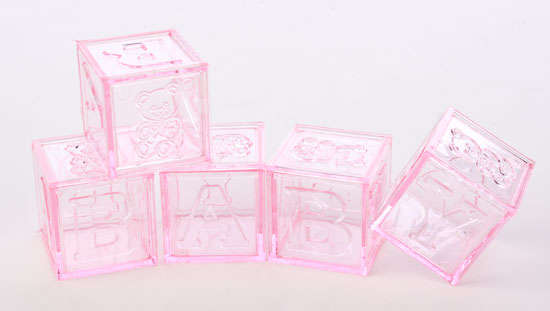 Clear Pink Baby Block Fillable Favours