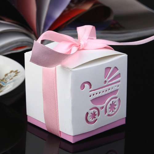 Pink and White Carriage Favour Boxes