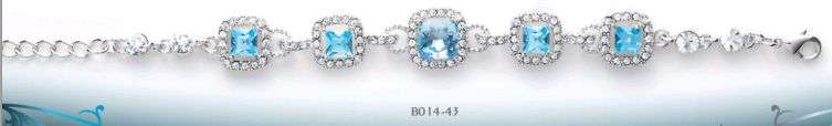 Fancy Square Link Bracelet with Blue Swarovski Crystals