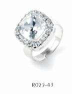 Square ring with clear Swarovski Crystal Centre