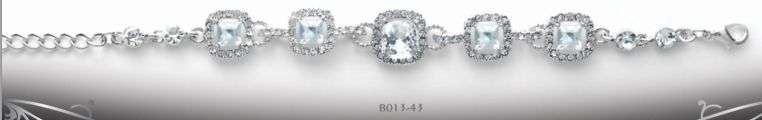 Bracelet Fancy Square Link Bracelet with clear Swarovski Crystal and clear surrounding crystals