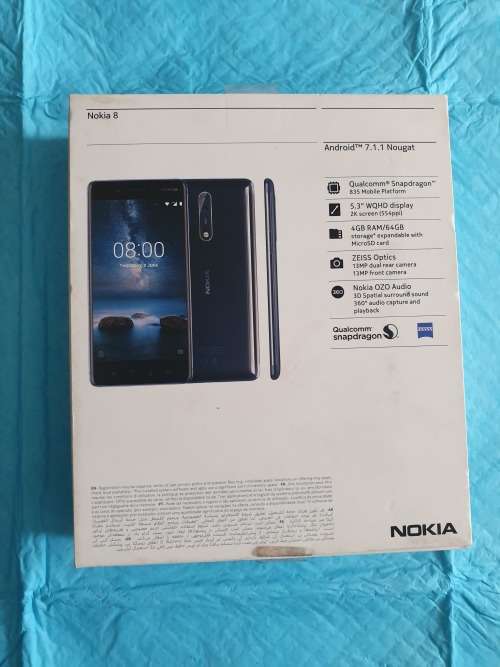 Nokia 8 - 64gb with 4gb Ram (TA-1012 SS) - With cover and an extra glass protector.