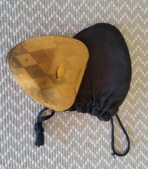 Vintage 1950's Gold Plated Kigu Heart Shaped Powder Compact ' Cherie'