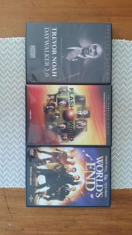 Three DVD's for one bid - Trevor Noah, Flash Forward, At Worlds End