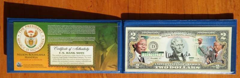 Nelson Mandela Colourized $2 Note - legal currency
