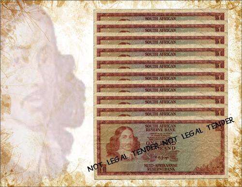 Circulated South African R1 Bank Notes - T. W. de Jongh