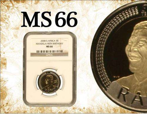 Nelson Mandela 90th Birthday 2008 R5 MS66 (NGC Graded)