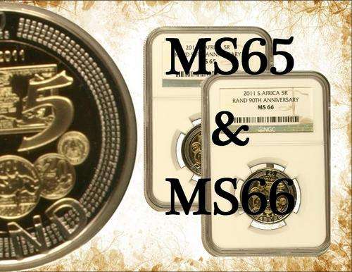 SARB 90th Anniversary 2011 R5 MS66 and MS65 (NGC Graded)