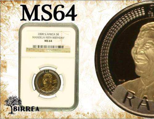 Nelson Mandela 90th Birthday 2008 R5 MS64 (NGC Graded)