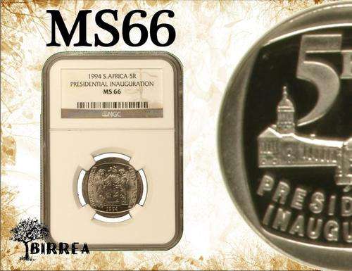 Nelson Mandela Inauguration 1994 R5 MS66 (NGC Graded)