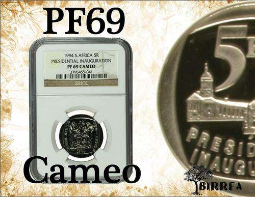 Nelson Mandela Inauguration 1994 R5 PF69 Cameo (NGC Graded) Display box included