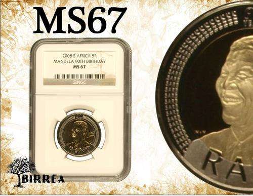 2008 Nelson Mandela 90th Birthday MS67 R5 coins (NGC Graded)