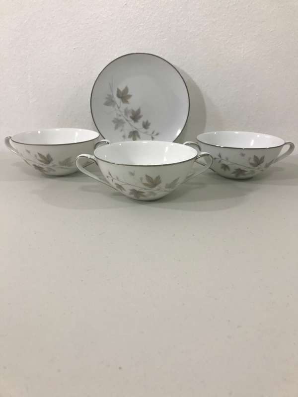 Beautiful Noritake RareDisplay Porcelain 3 Bowls and Side plate Pattern Wellesley 6312