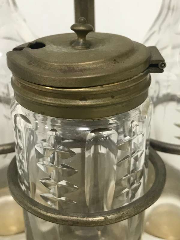 Victorian 1850 - 1899 Antique Silver Plate Salt and Pepper Cut Crystal