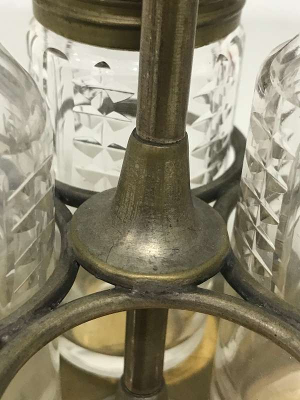 Victorian 1850 - 1899 Antique Silver Plate Salt and Pepper Cut Crystal