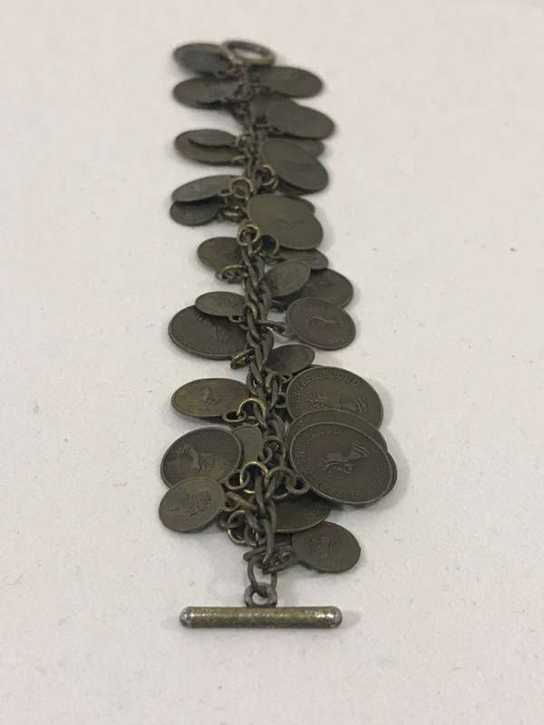 Vintage Queen Elizabeth 2nd coins bracelet Oxidised bracelet