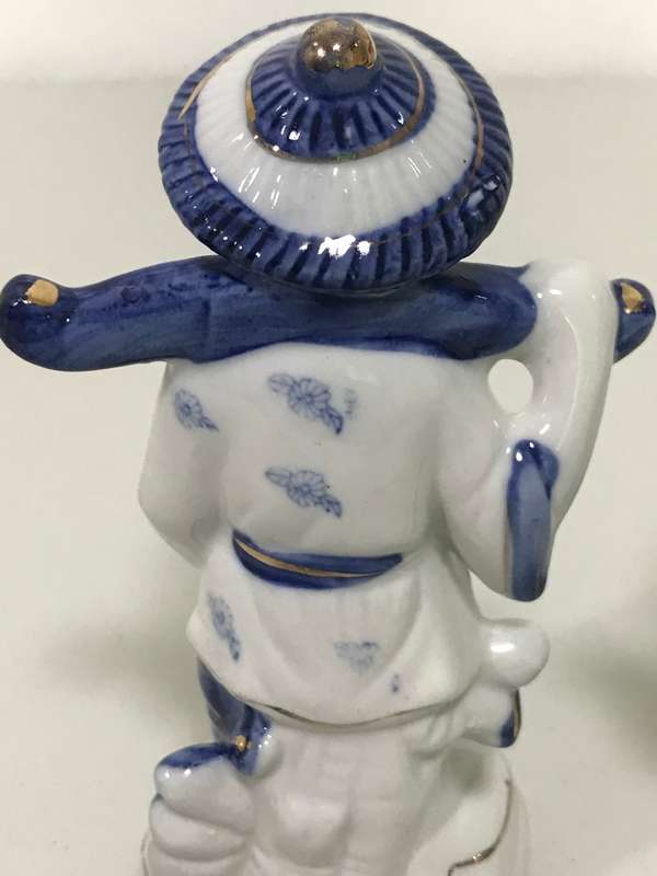 Beautiful Blue on White Porcelain Ceramic Eastern  figure