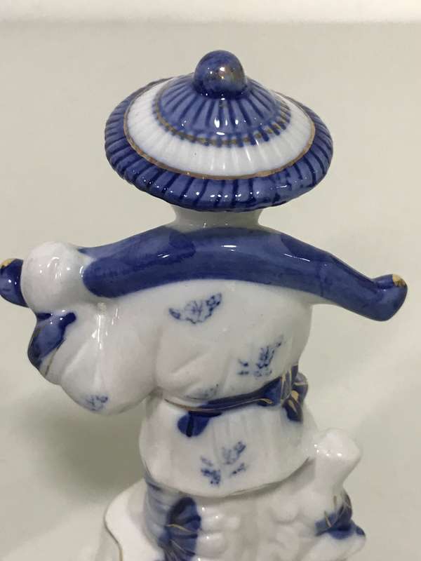 Beautiful Blue on White Porcelain Ceramic Eastern  figure