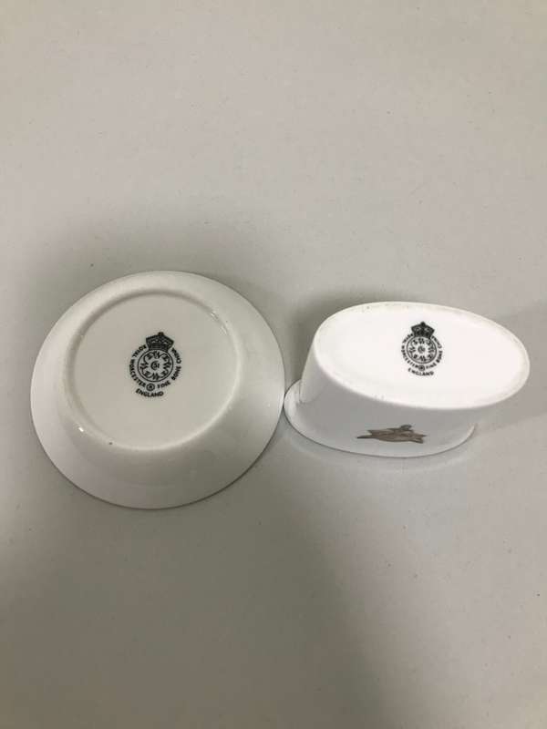 Royal Worcester Toothpick and small plate Fine bone china 20th century set of