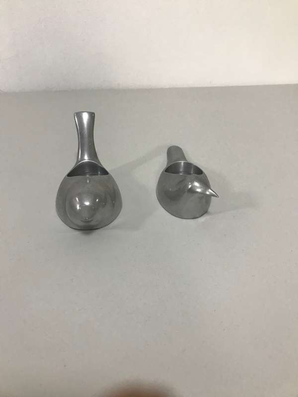 Two Heavy Birds Candle Holder Solid Silver Metal