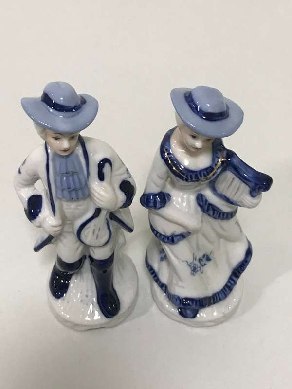 Two Porcelain Louis xv Style Belgian Figurines 24cm high 1960