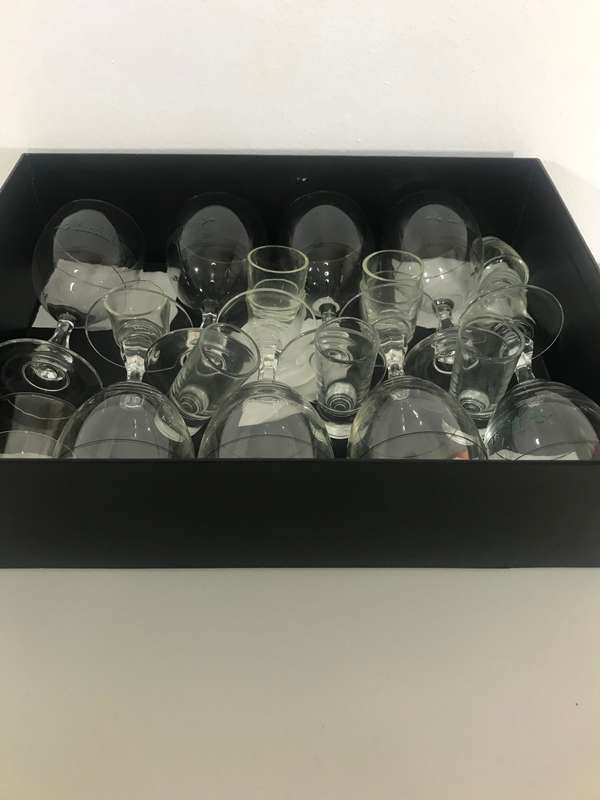 French Cristal Irish Coffee Glasses x 7 and 12 Shot Glasses