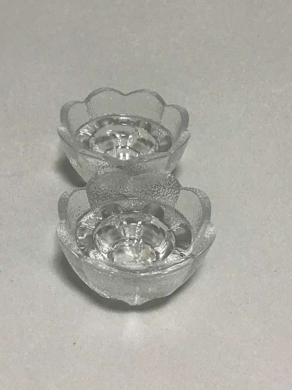 Two Crystal French Candle Holders , D`Arques Orange peel textured Scallop Edges