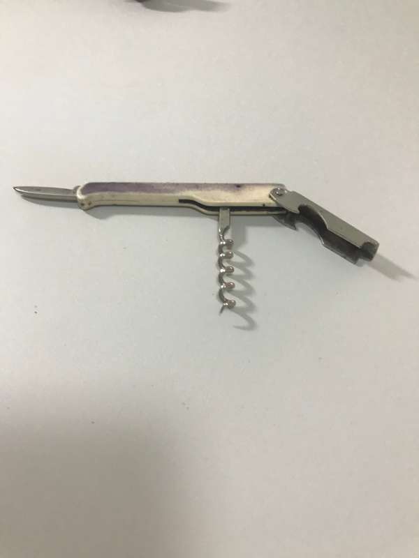 Vintage Italian bottle opener, blade and Cork Screw Unit, and Weighted silver Quality Cork Screw