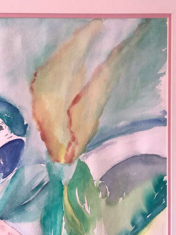 Stunning Huge Water Colour Painting 3 x Parrots in Tropical Tree Original size 95cm x 75cm Signed